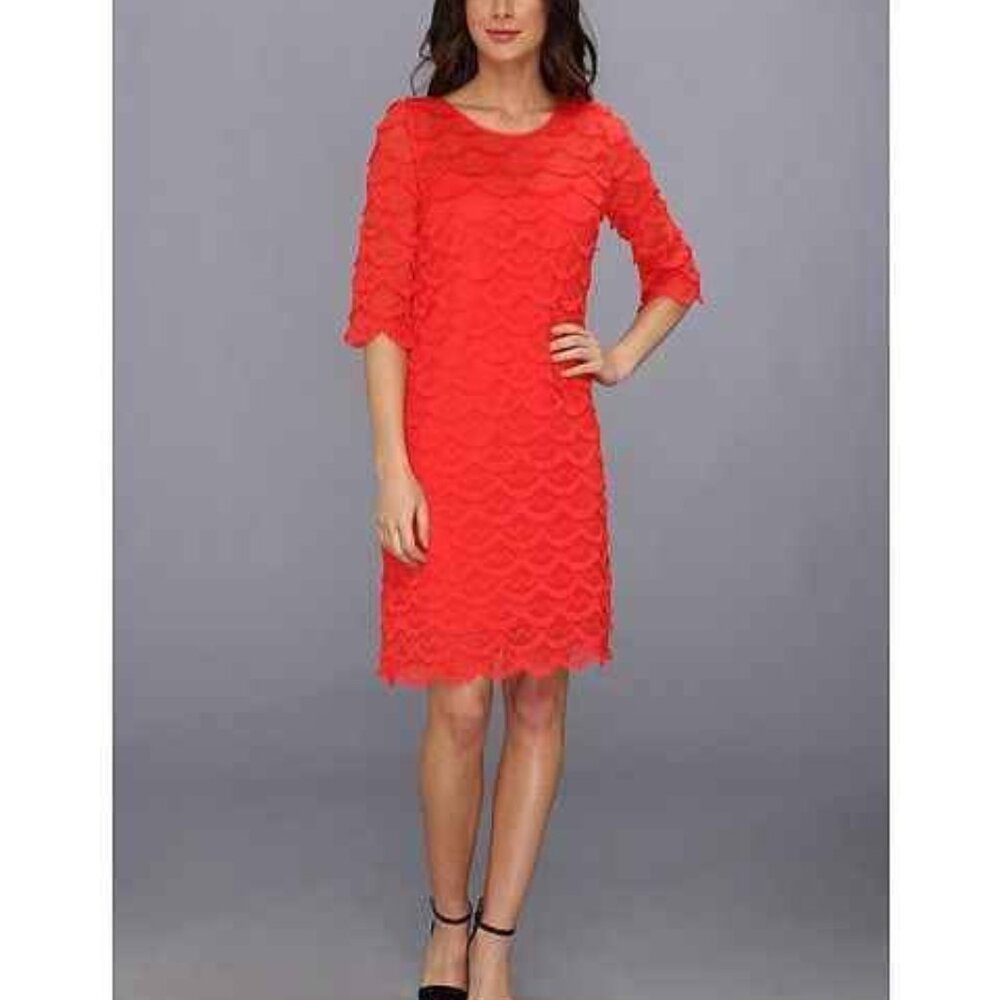 Jessica Howard orange sleeved fringe dress, size 8
